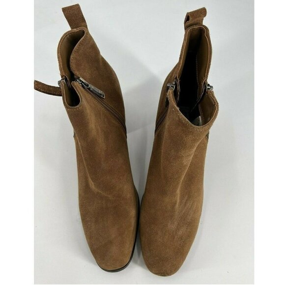 New Blondo Waterproof Siena Camel Brown Suede Heeled Ankle Boots/Booties 11M - Picture 6 of 9
